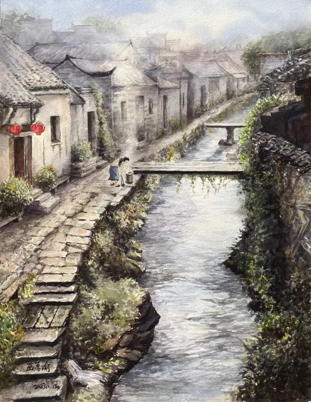 《安徽画家村查济》-36×28cm-风景-2023