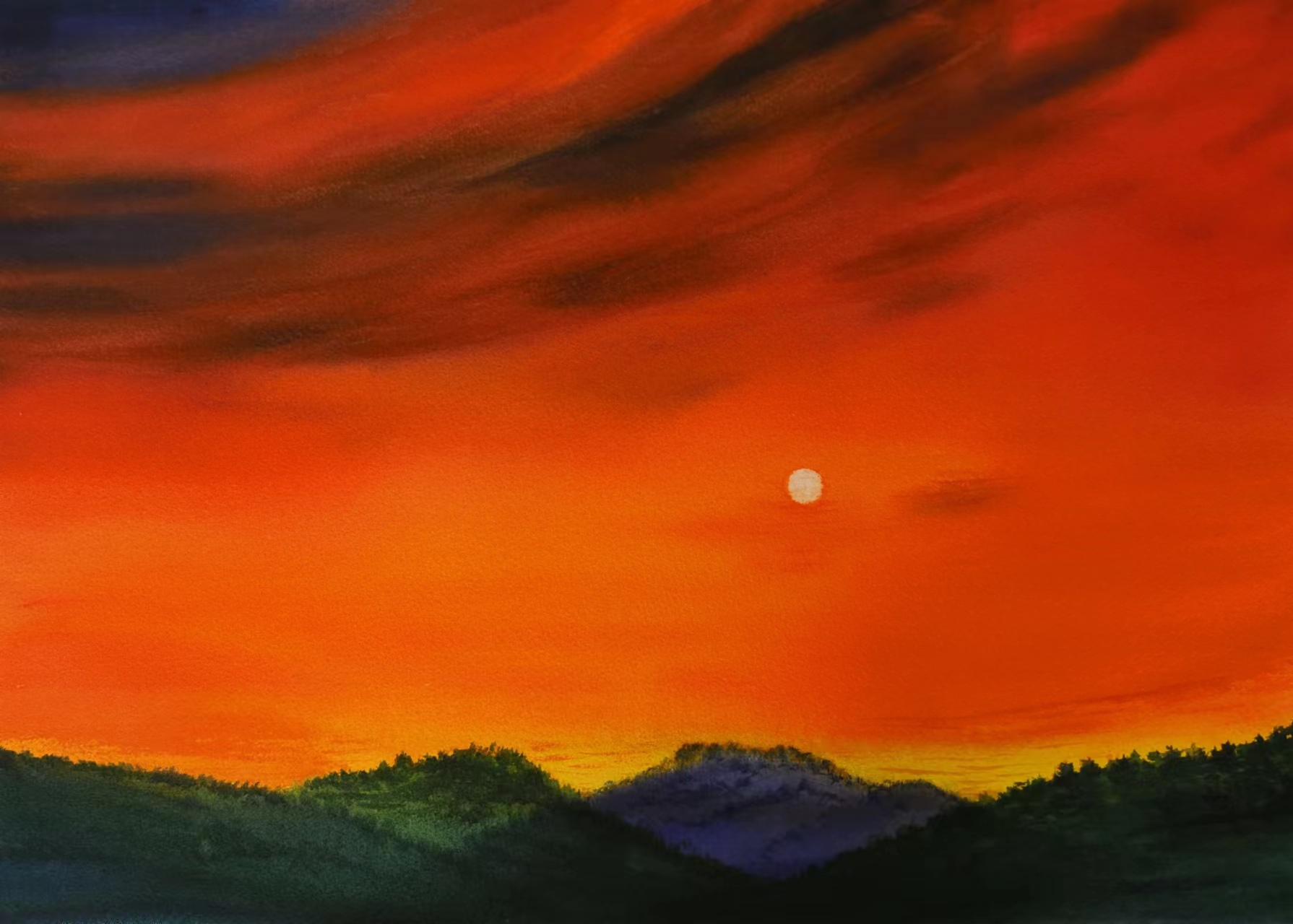 《夕阳山》-30×40cm-风景-2023