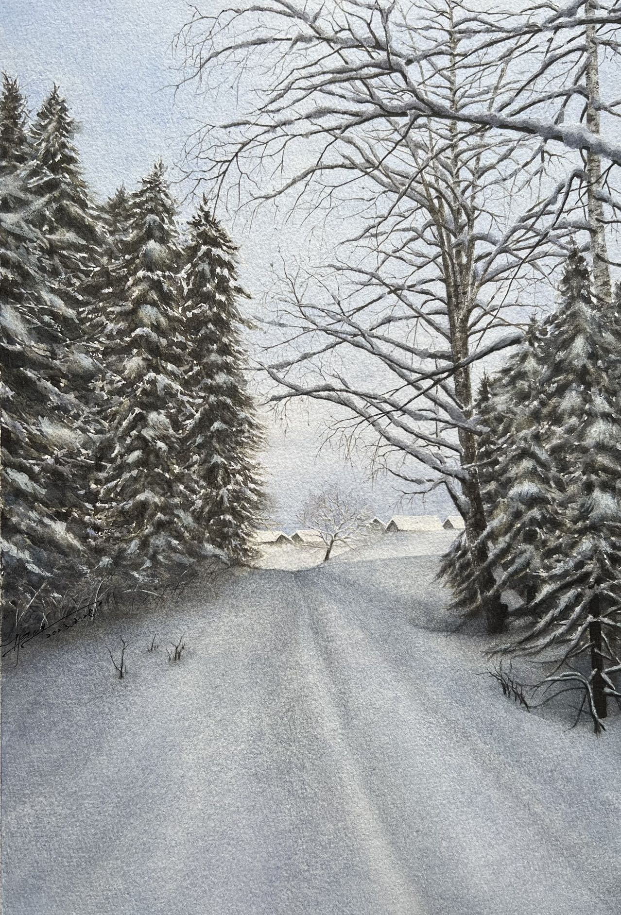 《禾木的雪》-36×26.5cm-风景-2023