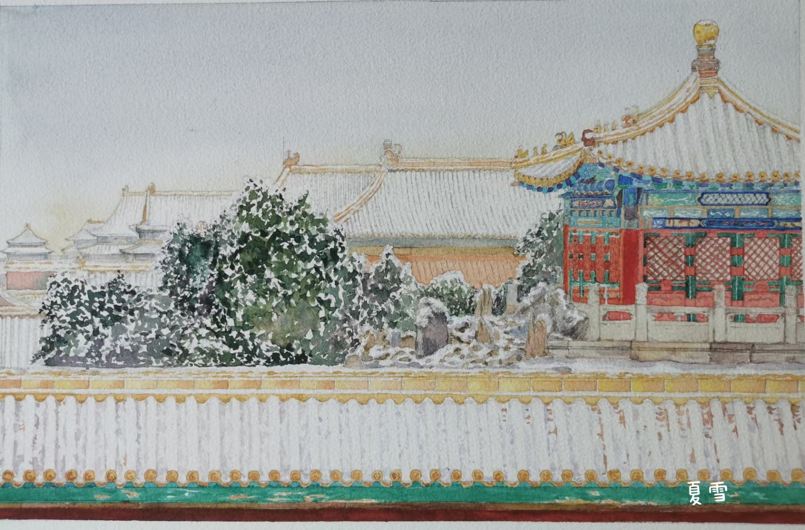 《雪后故宫》-26×38cm-风景-2023