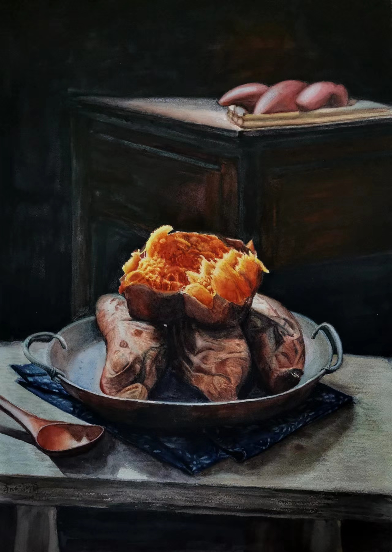 《烤红薯（二）》-52×38cm-静物-2023