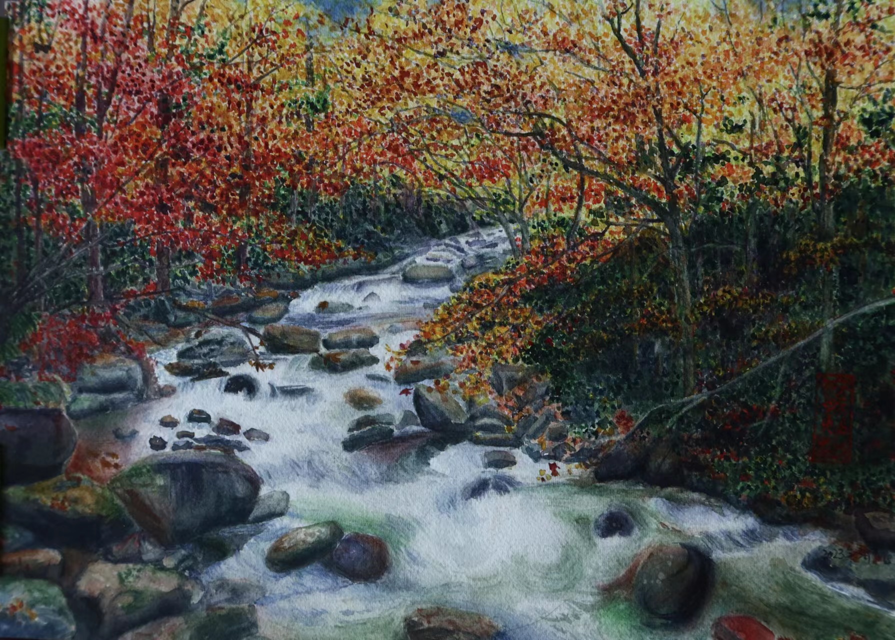 《层林尽染》-  26×36cm-风景-2023