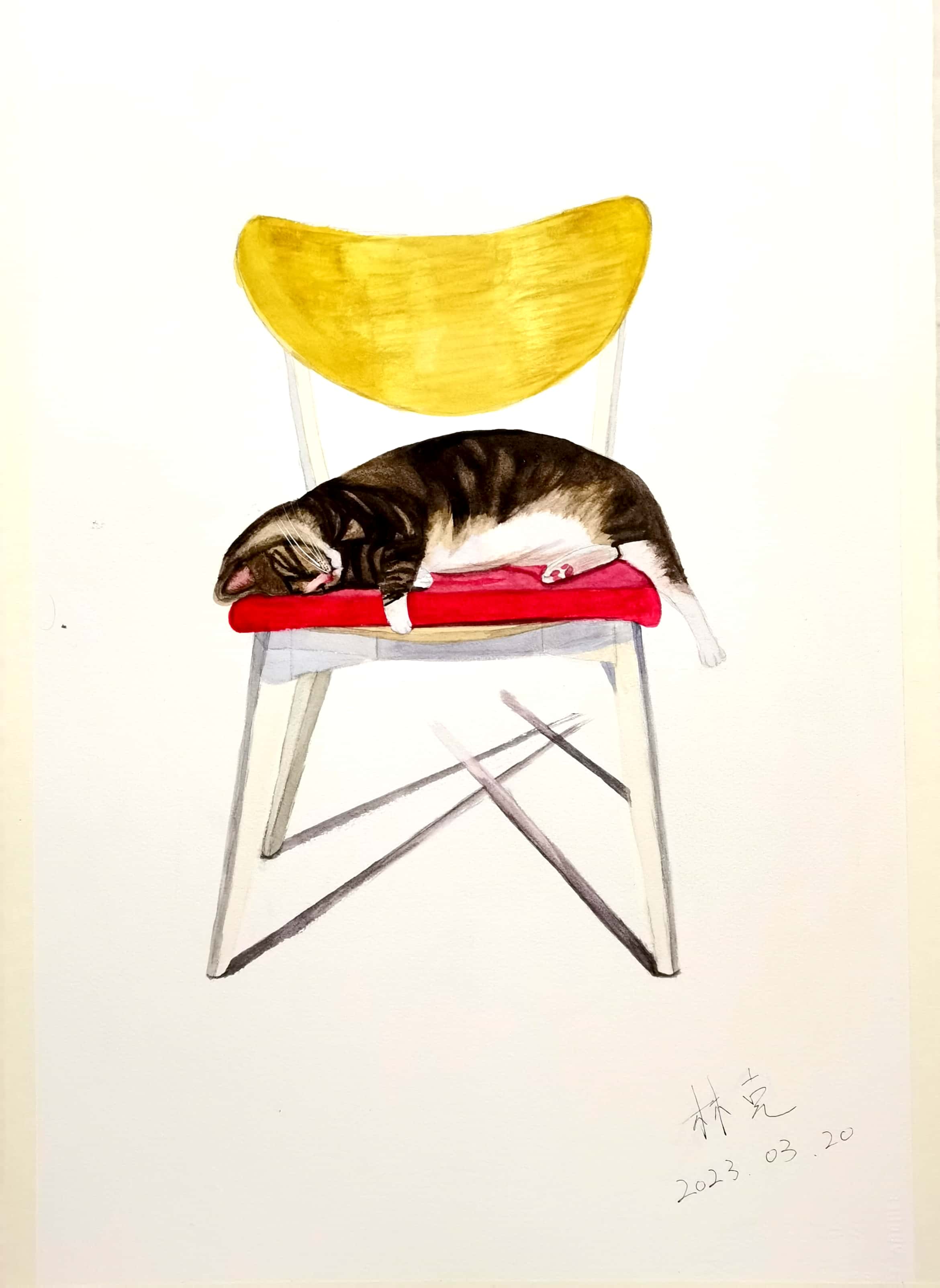 《椅子上的猫》-54×35.2cm-其他类-2023