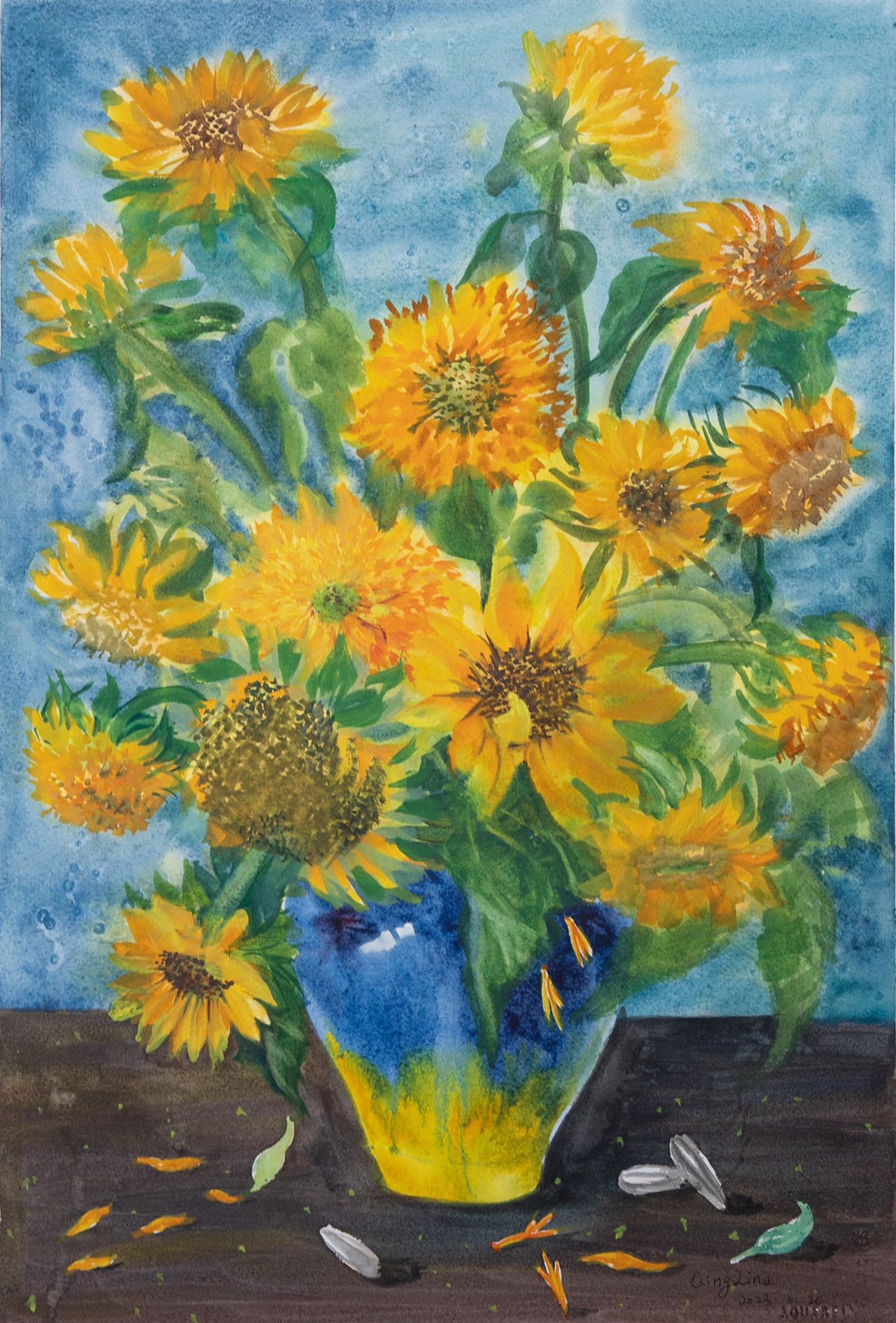 《向阳花开》-54×39cm-静物-2023
