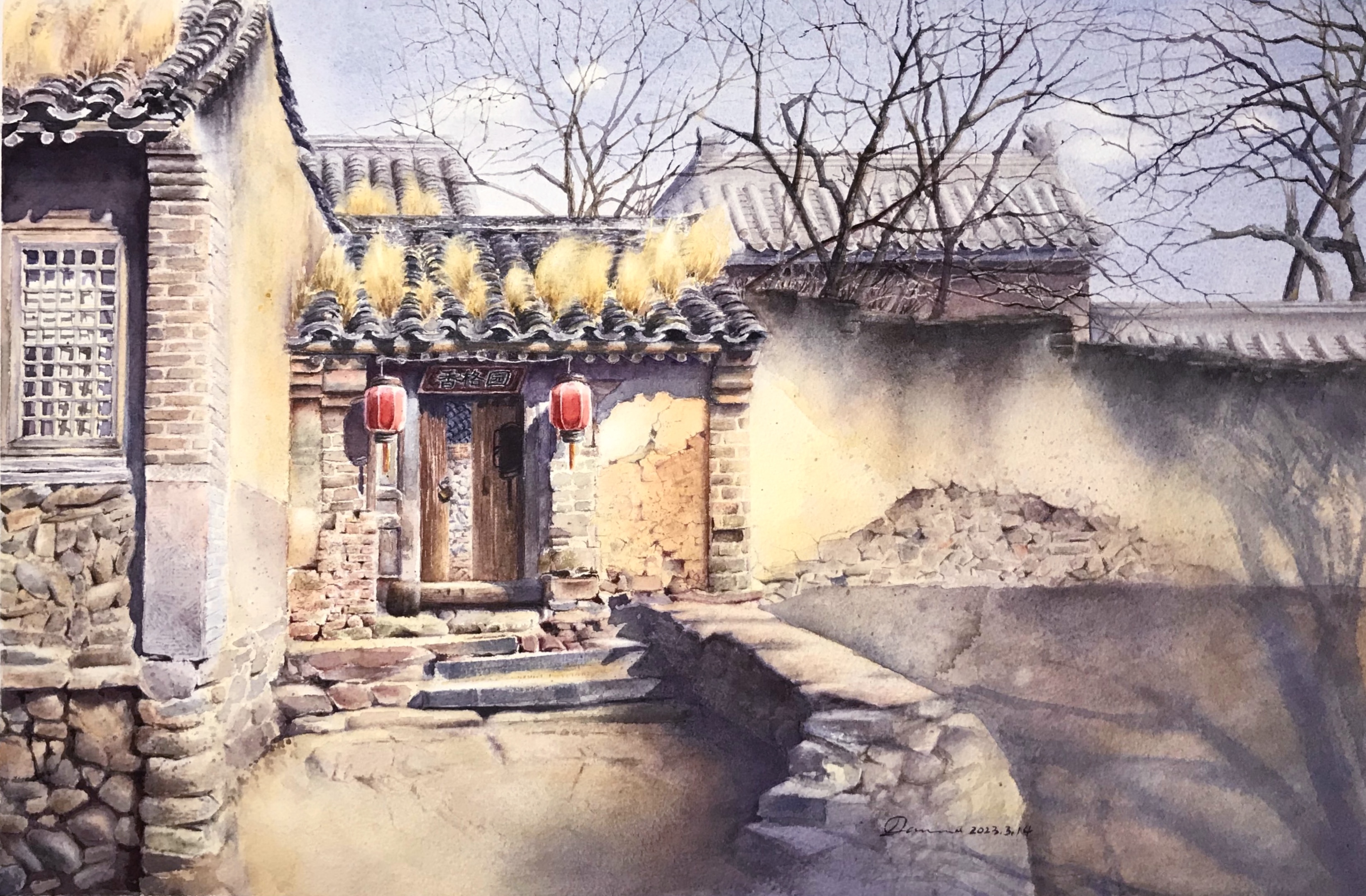 《姥姥家》-32×49cm-风景-2023