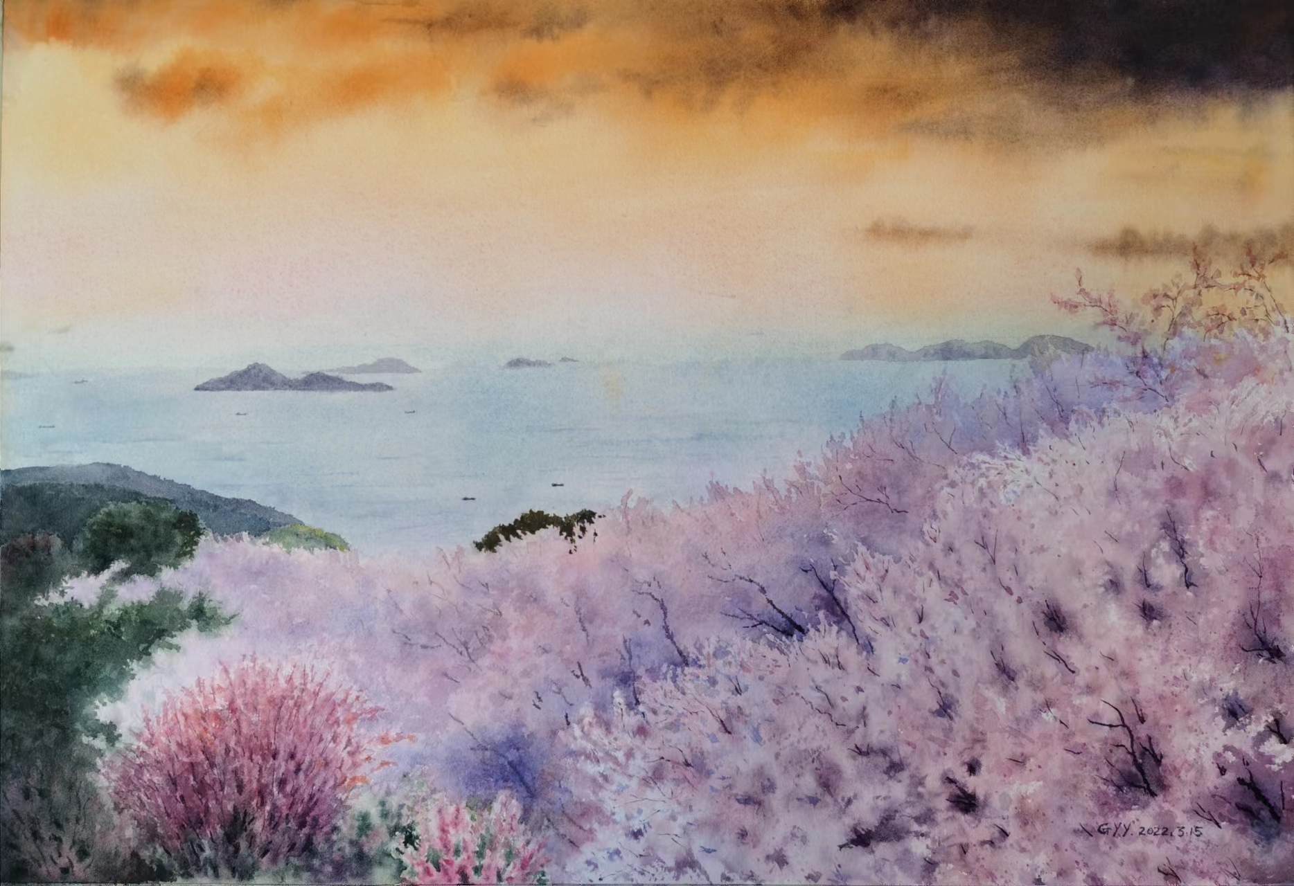 《云端樱花（Sakura）》-34×50cm-风景-2023