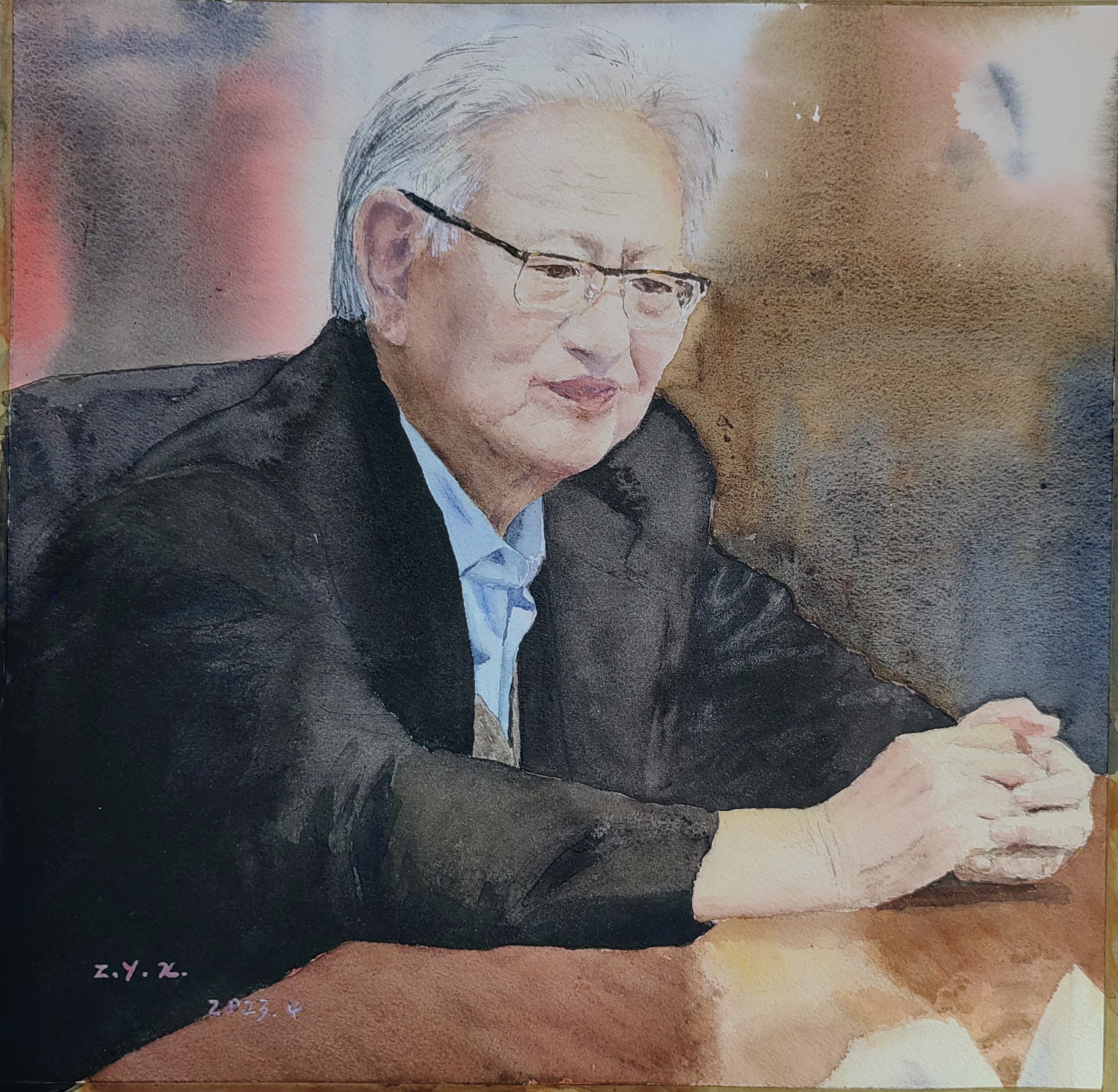 《思考》-34×35cm-人物-2023