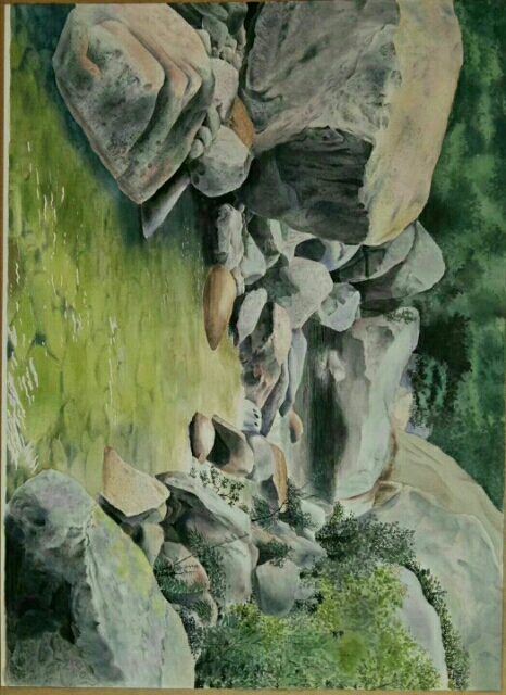《小溪水潺潺系列之一》-52×37.7cm-风景-2023