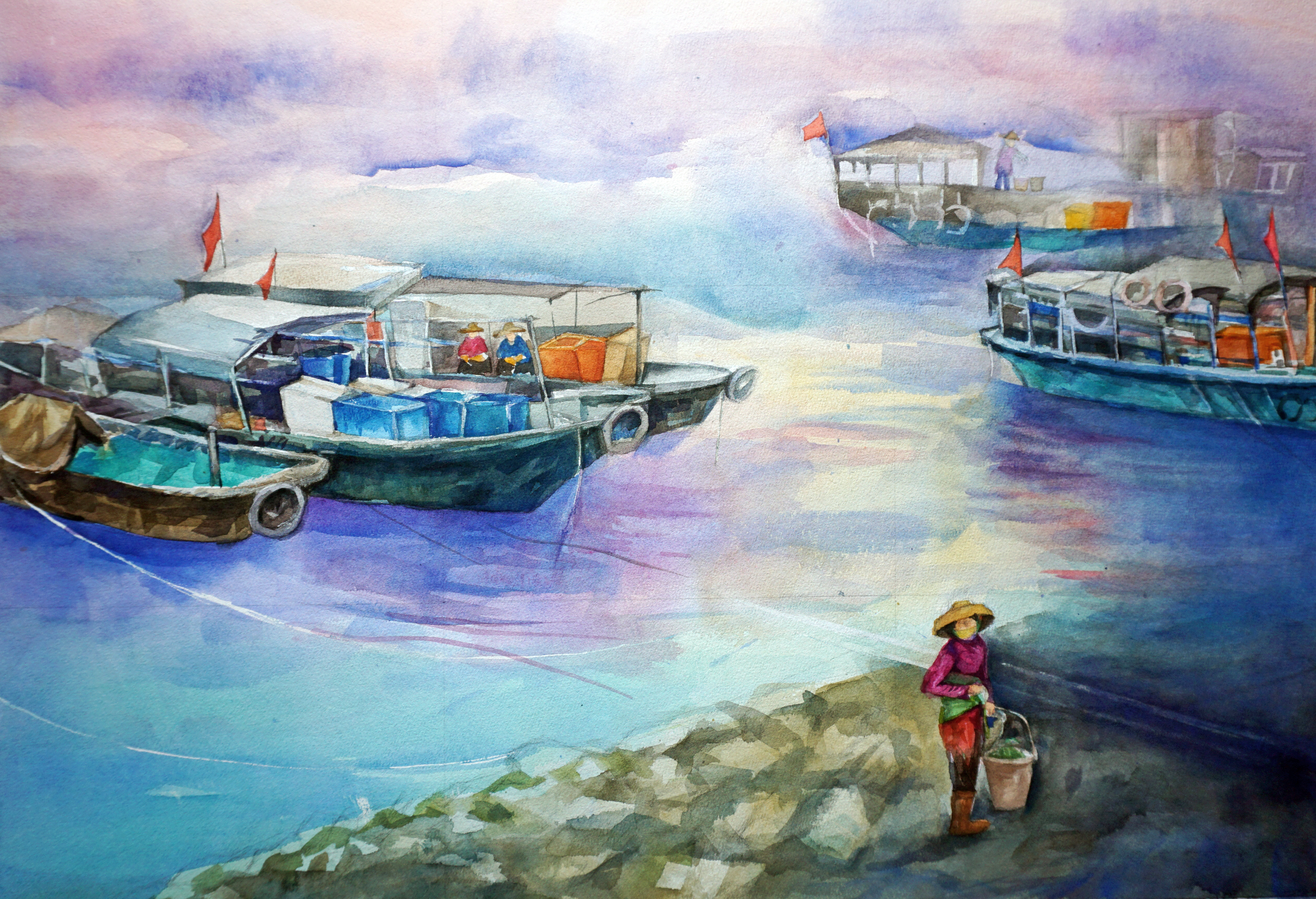 海岸霞光