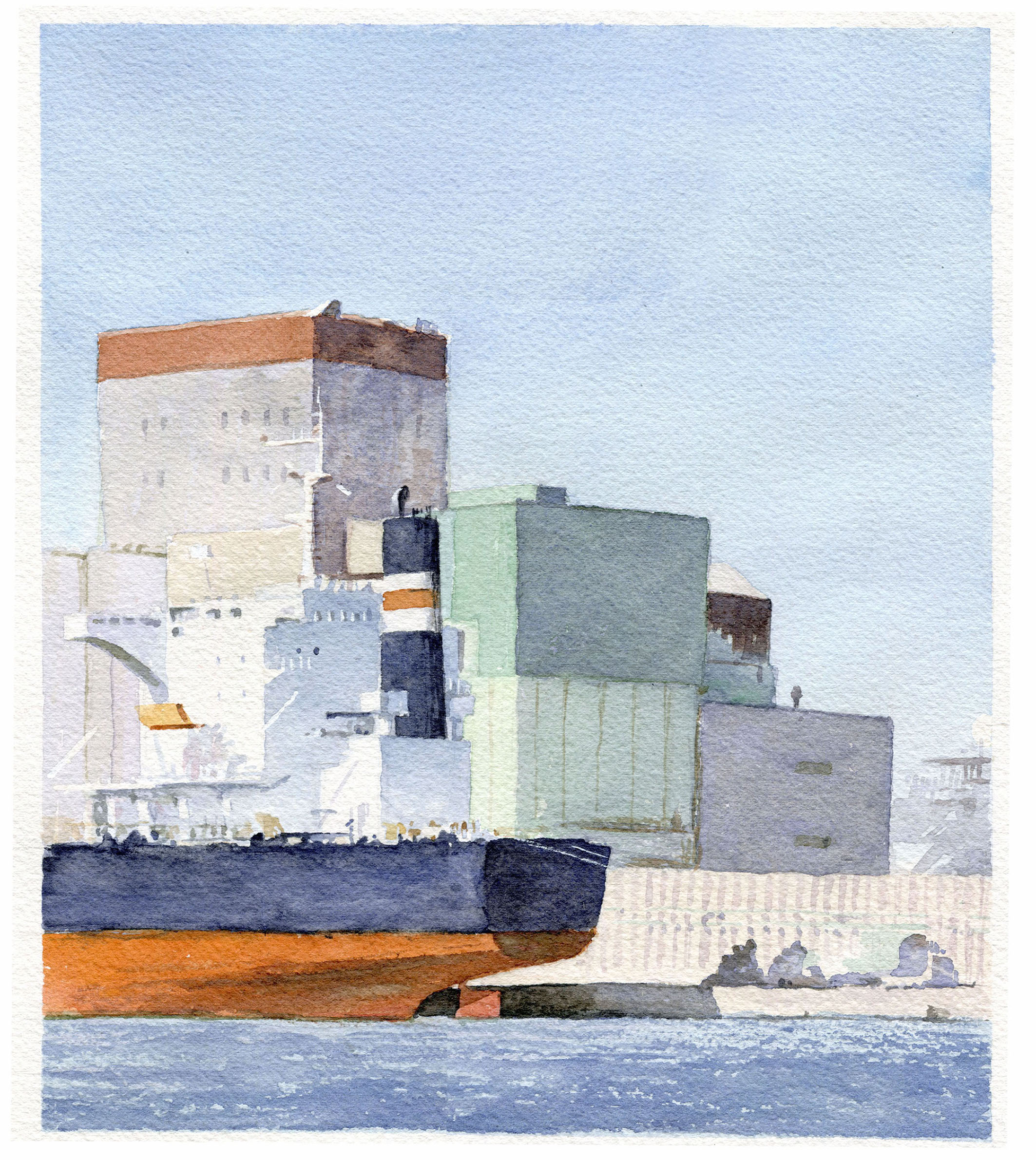 Ship, sky and industrial structures
