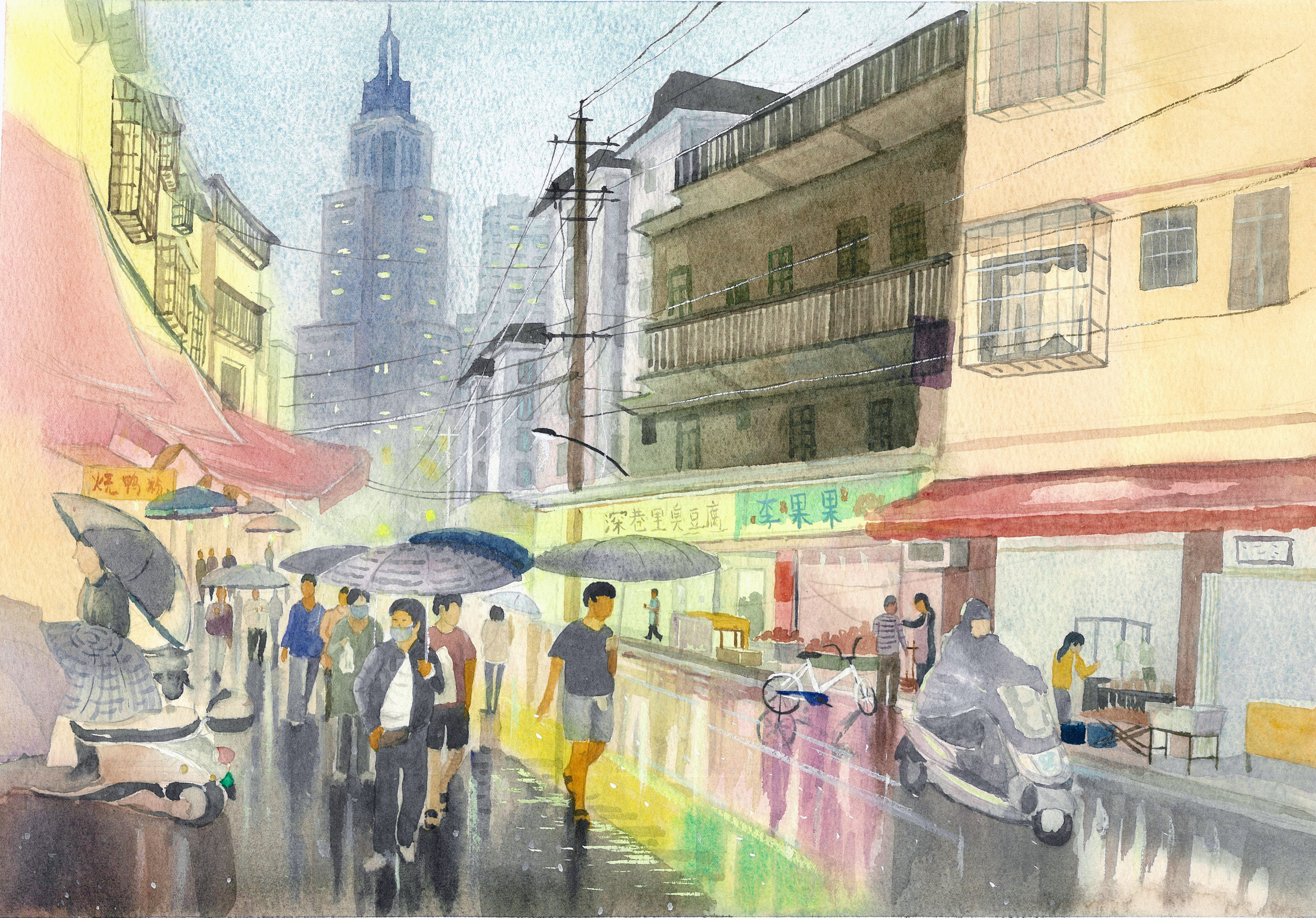霓虹下的雨夜