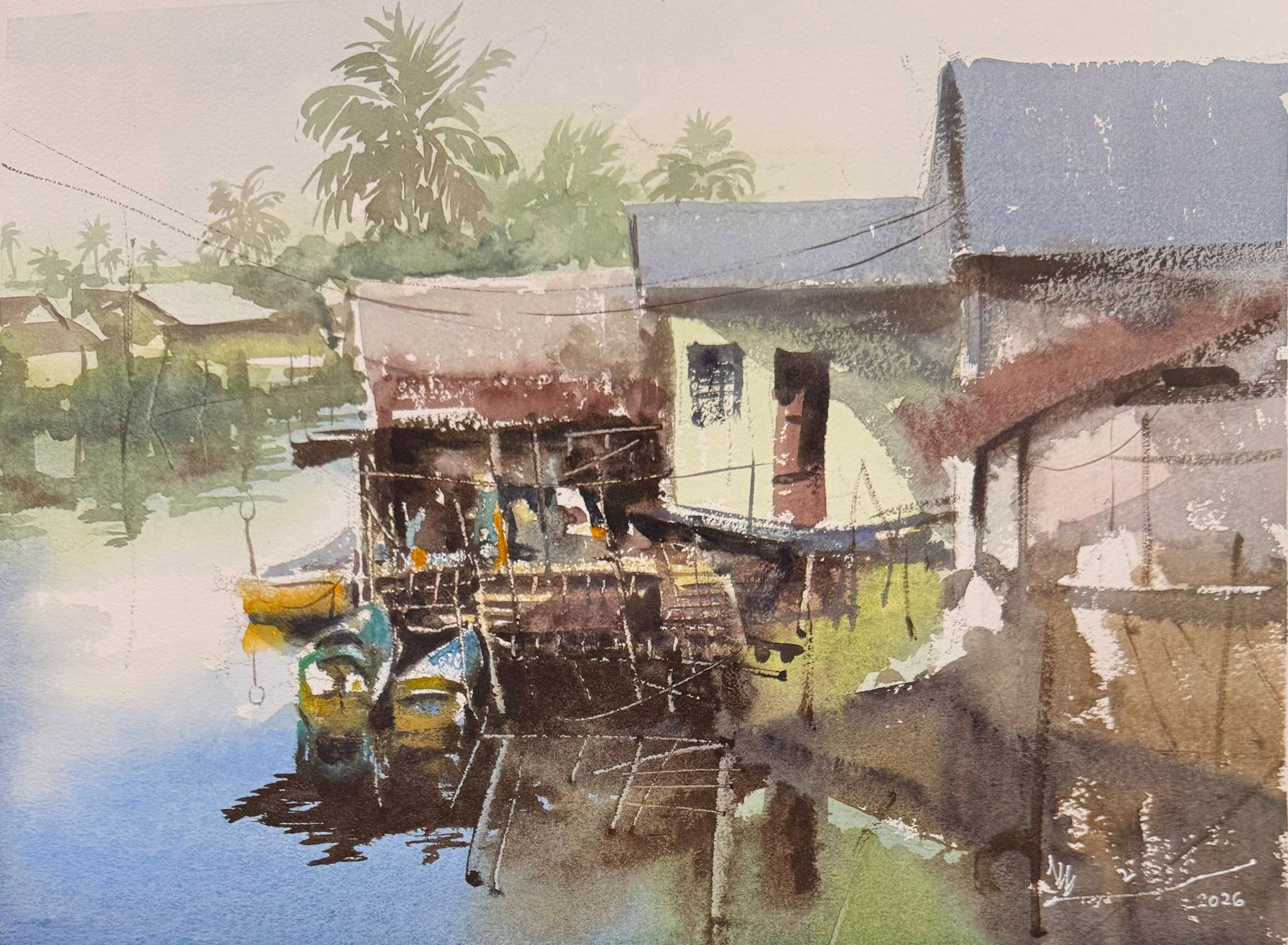 Morning tranquility of a fishing village